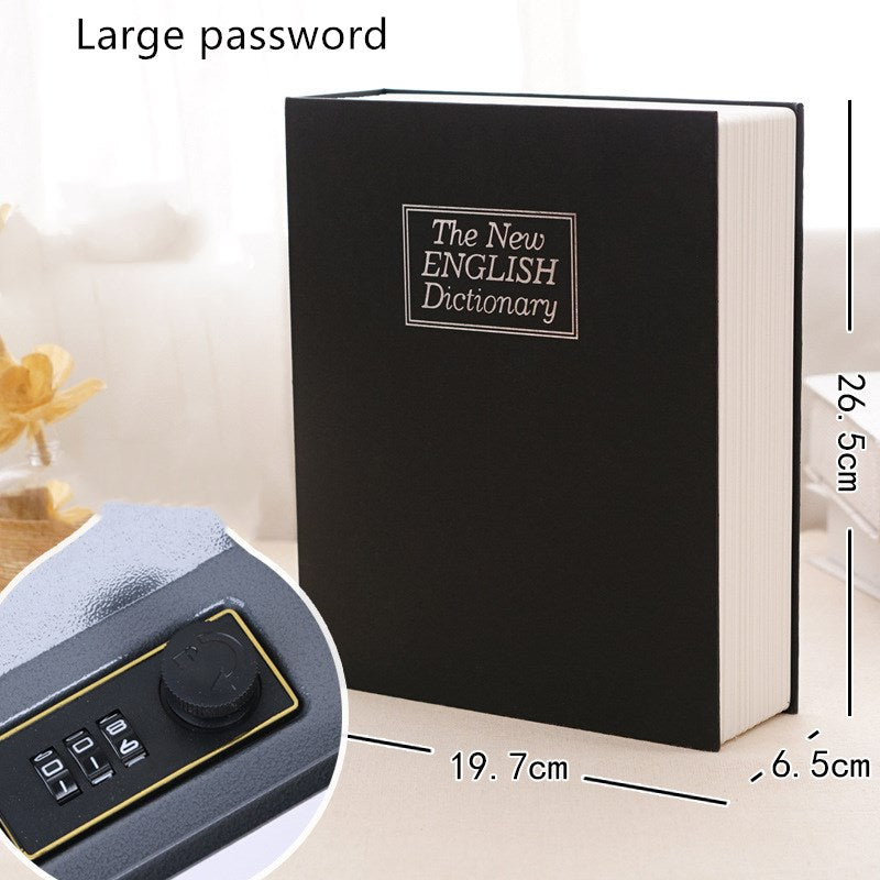 Book safe box password box with lock simulation storage