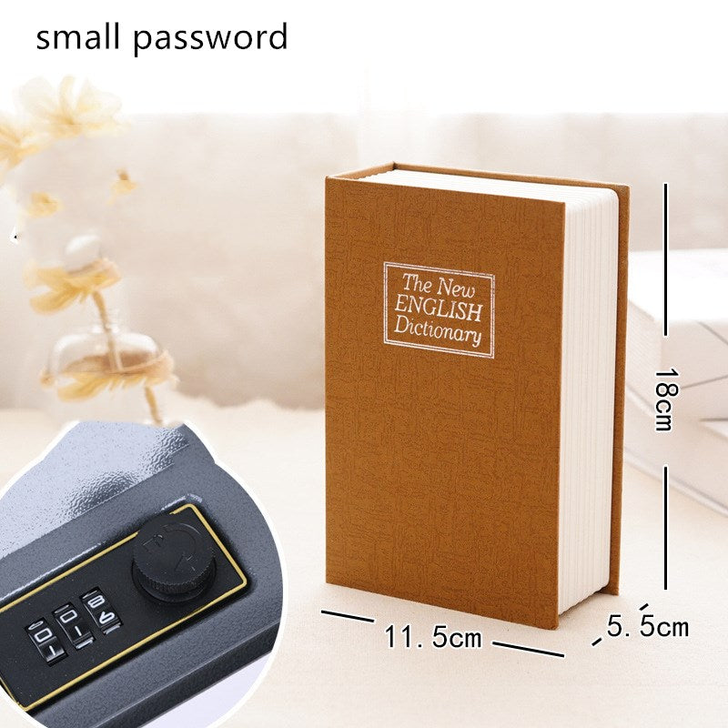 Book safe box password box with lock simulation storage