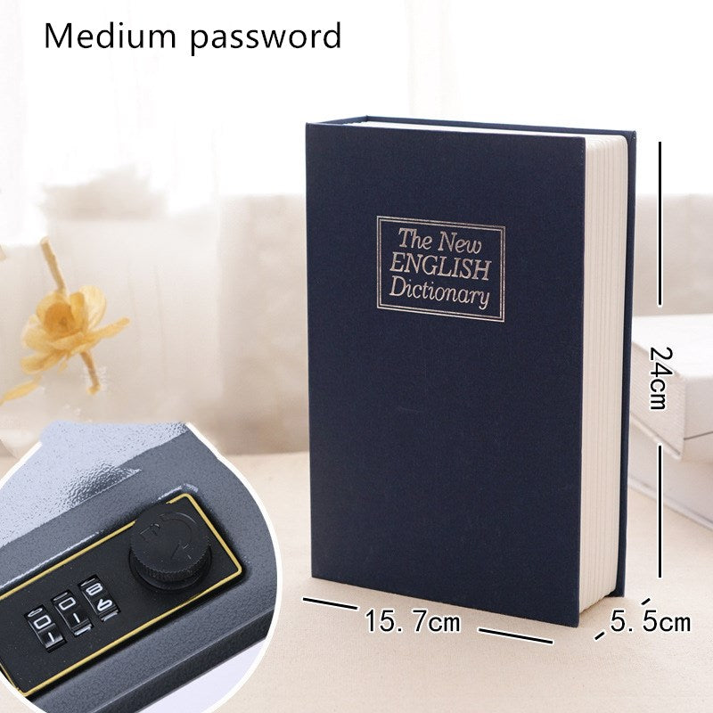 Book safe box password box with lock simulation storage