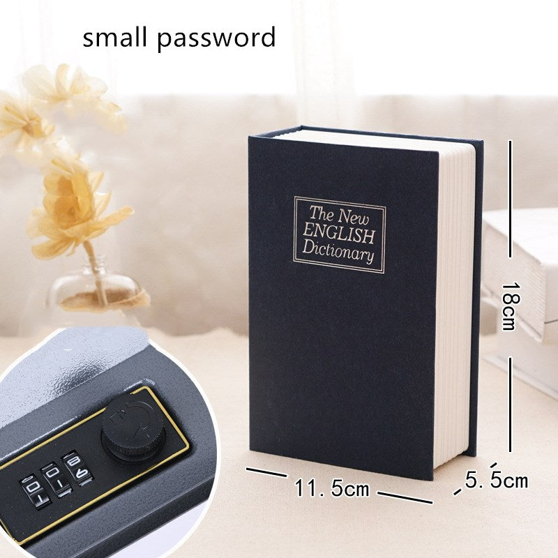 Book safe box password box with lock simulation storage