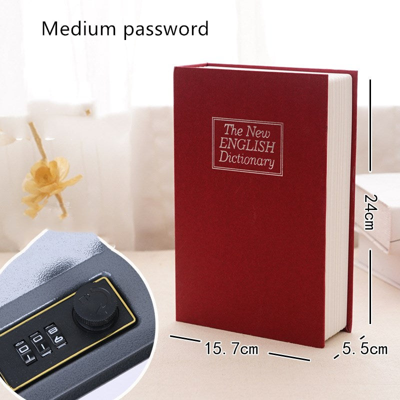 Book safe box password box with lock simulation storage