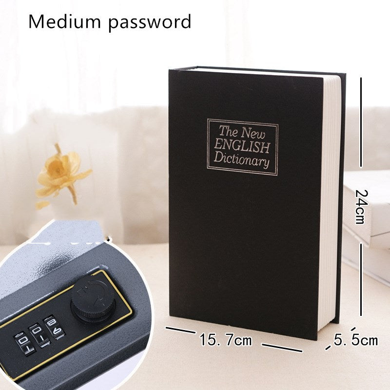 Book safe box password box with lock simulation storage