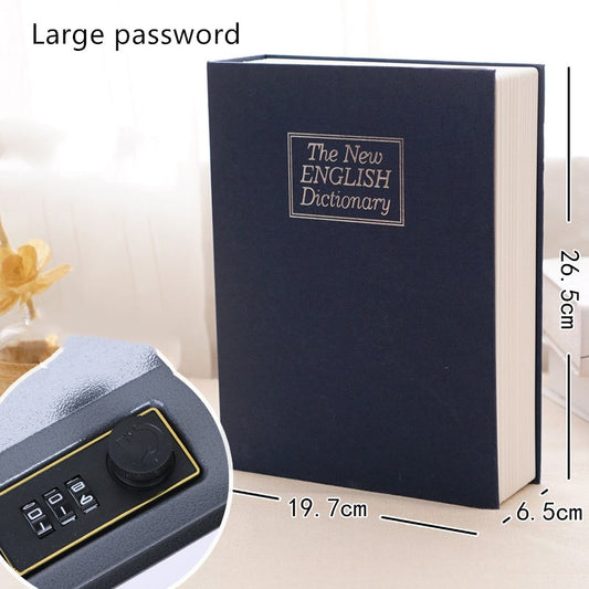 Book safe box password box with lock simulation storage