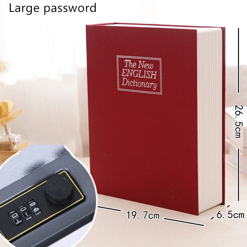 Book safe box password box with lock simulation storage