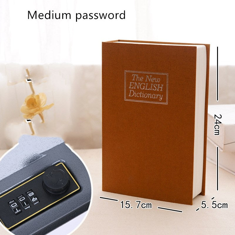 Book safe box password box with lock simulation storage